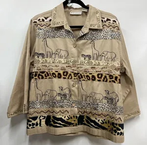 Dressbarn xl safari Animal Print ButtonUp embroidered beaded top jacket cardigan thumbnail 1