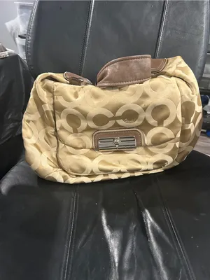 Coach Beige and Brown Signature Jacquard Shoulder Bag thumbnail 7