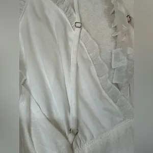Aakaa White Ruffled Tiered adjustable Spaghetti’s Straps Mini Dress Size M thumbnail 11