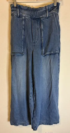 Young Fabulous & Broke Womens Paperbag Medium Wash Wide Leg Jeans Size Medium thumbnail 1