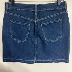 Old Navy High Rise Denim Mini Skirt Tonya Dark‎ Wash Button Fly Raw Hem Size 8 thumbnail 10