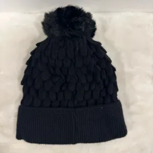 National Football League Detroit lions Black Knit Beanie with Blue Sequin Lion logo! thumbnail 2