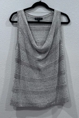 INC International‎ concepts sleeveless top size large sequin Tan thumbnail 1