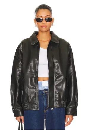 Lioness Kenny Vegan Leather Bomber Jacket L thumbnail 1