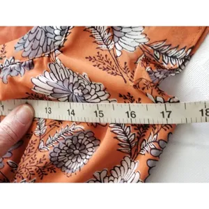 Madewell Sheer-Sleeve Button-Front Midi Dress in Gathered Blooms Rust Size 12 thumbnail 7