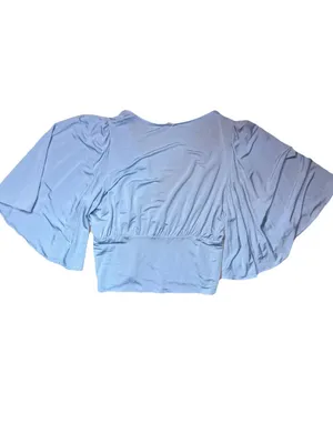 Anthropologie • Size S Blue V-Neck Wide Flowing Kimono Style Sleeves Blouse NWT thumbnail 4