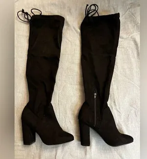 Faryl Robin Tall Suede Black Boots knee high Size 7.5 thumbnail 1