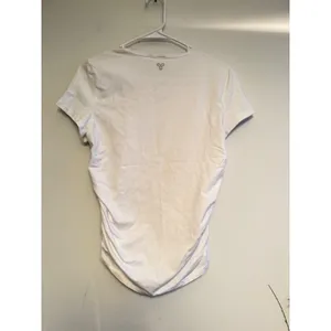 Tna Aritzia White Side Ruched‎ Short Sleeve T-Shirt Crewneck Top Large thumbnail 3
