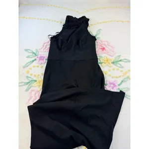 Xscape Black Halter Neck‎ Ruffle High Slit Maxi Evening Gown Dress Sz 12 thumbnail 10