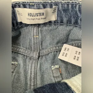 Hollister Womens Ultra High-Rise Baggy Jeans Size 2S /w26 Short‎ Blue Y2K NEW thumbnail 8
