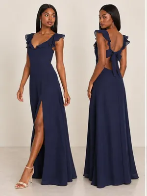 LULUS Prom Wedding Bridesmaid Elegant Romantic Flowy Chiffon Maxi thumbnail 2
