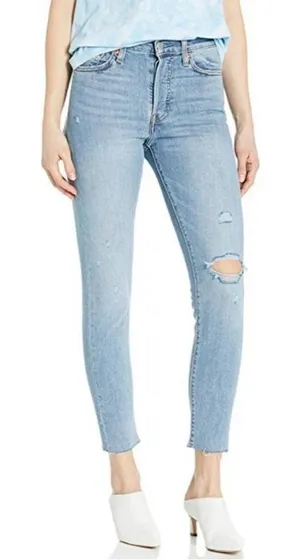 ✨Levi’s Wedgie Skinny Light Wash Button Fly Raw Hem Sz 26 Jeans✨ thumbnail 1