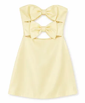 Peppermayo Girl Crush Bow Mini Dress Butter Yellow Strapless Cutout Size 6 thumbnail 1
