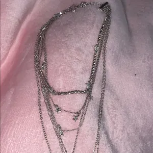 Lulus Made of Stardust Silver Rhinestone Layered Coin Necklace thumbnail 4