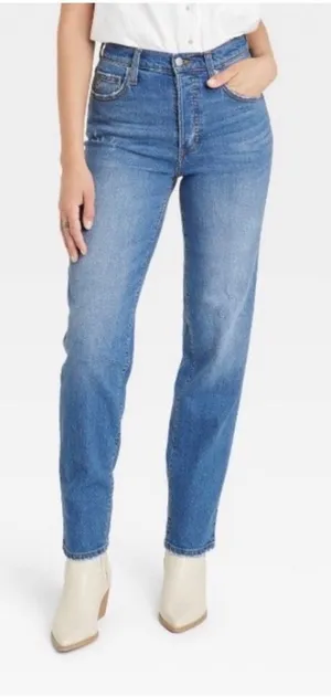 Universal Threads 90s‎ Straight Jeans Women 2R Blue High Rise Button Fly Stretch thumbnail 1