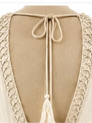 En Crème Embroidered Boho Babydoll Tunic Dress Ivory Rayon Embroidery Medium thumbnail 5