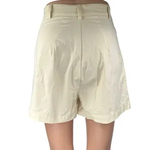 Commense Women's Cream Pleated High Waisted Wide Leg Mini Casual Shorts Size S thumbnail 3