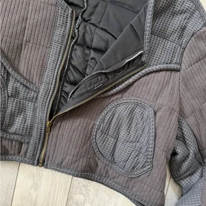 ✨NWT- POL Quilted Waffle Knit Textured Full Zip Bomber Jacket size Large thumbnail 9