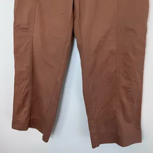 LOFT Paperbag Utility High Rise Straight Leg Cotton Twill Belted Pants Brown thumbnail 3