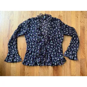 The Limited Vtg 90s Y2K Top M Whimsigoth‎ Flare Sleeve Fairy Grunge Babydoll Purple Black thumbnail 2