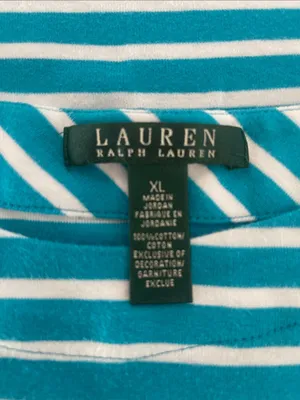 Lauren Ralph Lauren Teal blue & White Striped Short Sleeve Tee thumbnail 4