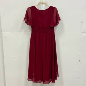 NWT‎ Ever Pretty Burgundy High-Low Chiffon Flutter Sleeve Midi Dress Size 6 thumbnail 2