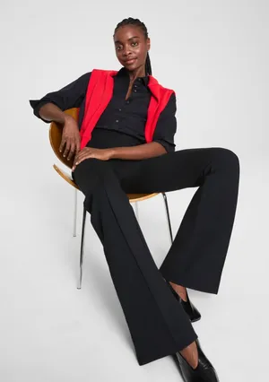 New Spanx Black Ponte Knit Pull On Pants Straight Leg Size L thumbnail 1