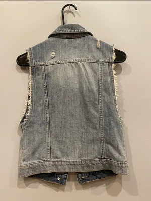 Aeropostale Light Blue Star-Stripe Denim Vest xs -trendy boho looks thumbnail 4