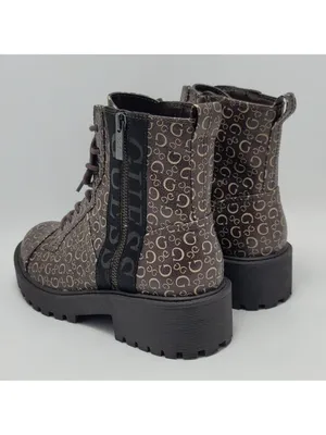 Guess Los Angeles Womens Brown Logo Ankle Combat Lace Up Boots Side Zip Sz 8.5M thumbnail 12