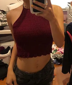 Tilly's Maroon Halter Crop Top thumbnail 1