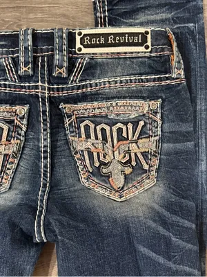 Rock Revival Womens Lorelei Mid Rise Straight Embellished Jeans Size 27 thumbnail 9