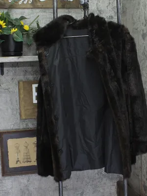 Vintage Faux Mink Fur Button Front Coat Brown See Measurements thumbnail 3