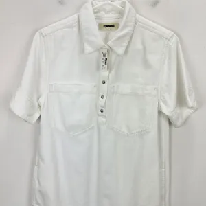 Madewell Denim Popover Dress Shift Pockets Casual Pure White Minimalist S NWT thumbnail 8