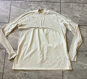 Nike Dri-FIT Womens XXL Cream Mock Neck Long Sleeve Training Top Striped Panel thumbnail 1