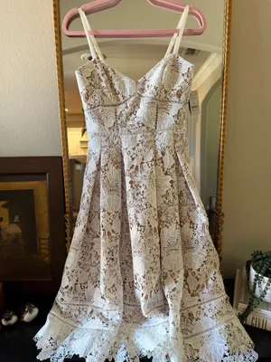 White House Black Market white lace midi dress with floral pattern, size 0 #lace #floral thumbnail 5