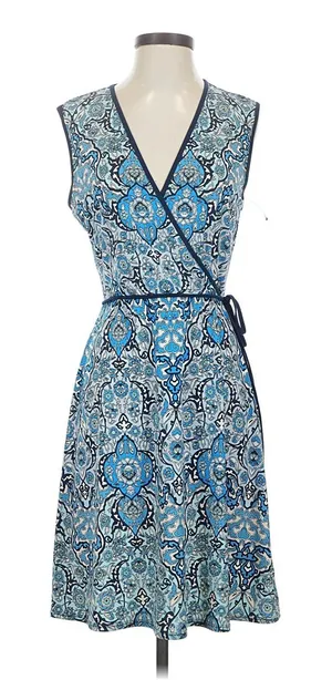 S Dress Max Studio Sleeveless Sundress Tank Cocktail Resort wear vacation blue thumbnail 1