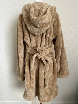 UGG Aarti Hooded Teddy Sherpa Fleece Robe in San Camel Beige NWT Sz. M thumbnail 10