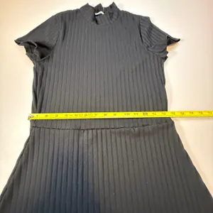 Mi Ami Francesca's Med Black Ribbed Mock Neck Short Sleeve Fit & Flare Dress NWT thumbnail 7