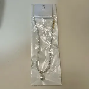 White Pearl Beaded Fashion Necklace with Teardrop Pendant thumbnail 12