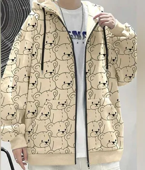 Brown bear kawaii oversized XL ZIP up hoodie cozy thumbnail 7