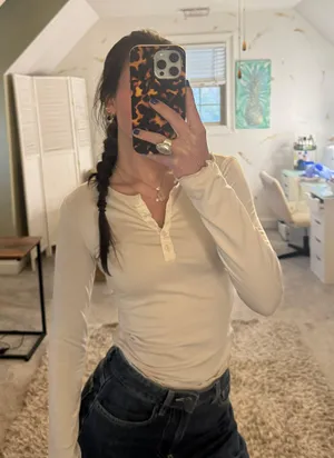 Cream Long Sleeve Shirt Tan thumbnail 1