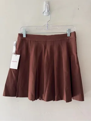 Aritzia NEW! Sunday Best Brown High-Waisted Pleated Olive Micro Mini Skirt thumbnail 2