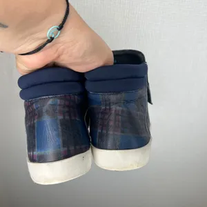 Cloud Footwear Blue Plaid Leather High Top Zip Sneakers Made in Portugal EU 40 thumbnail 5