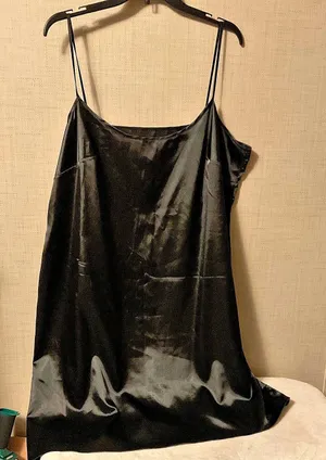 Black Satin Slip Mini Dress Like New thumbnail 1