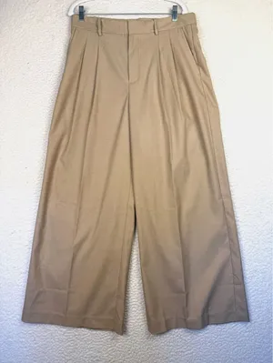 Madewell Pants Womens 8 Beige‎ Pleated Wide Leg High Rise Dress Twill Workwear thumbnail 1
