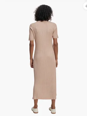 Varley Maeve Rib Knit Midi Dress in Warm Taupe Sz M thumbnail 3