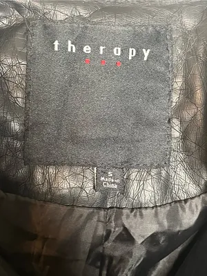 Therapy Black Faux Leather Moto Jacket Sz S Zippers thumbnail 4
