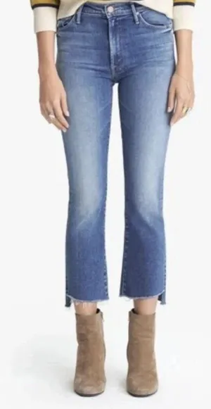 MOTHER Size 26 The Insider Crop Step Fray Jeans Hey Sun Wash Raw Hem High Rise thumbnail 1