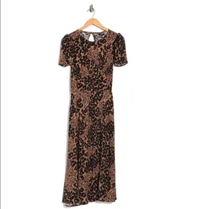 AFRM Jamie Print Open Back Short Sleeve Dress, Brown/Black Animal, Small, NWT‎ thumbnail 4