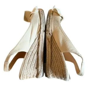 Judith Rosie Natural Canvas Espadrille Platform Wedge Slingback Sandals 7.5M thumbnail 7
